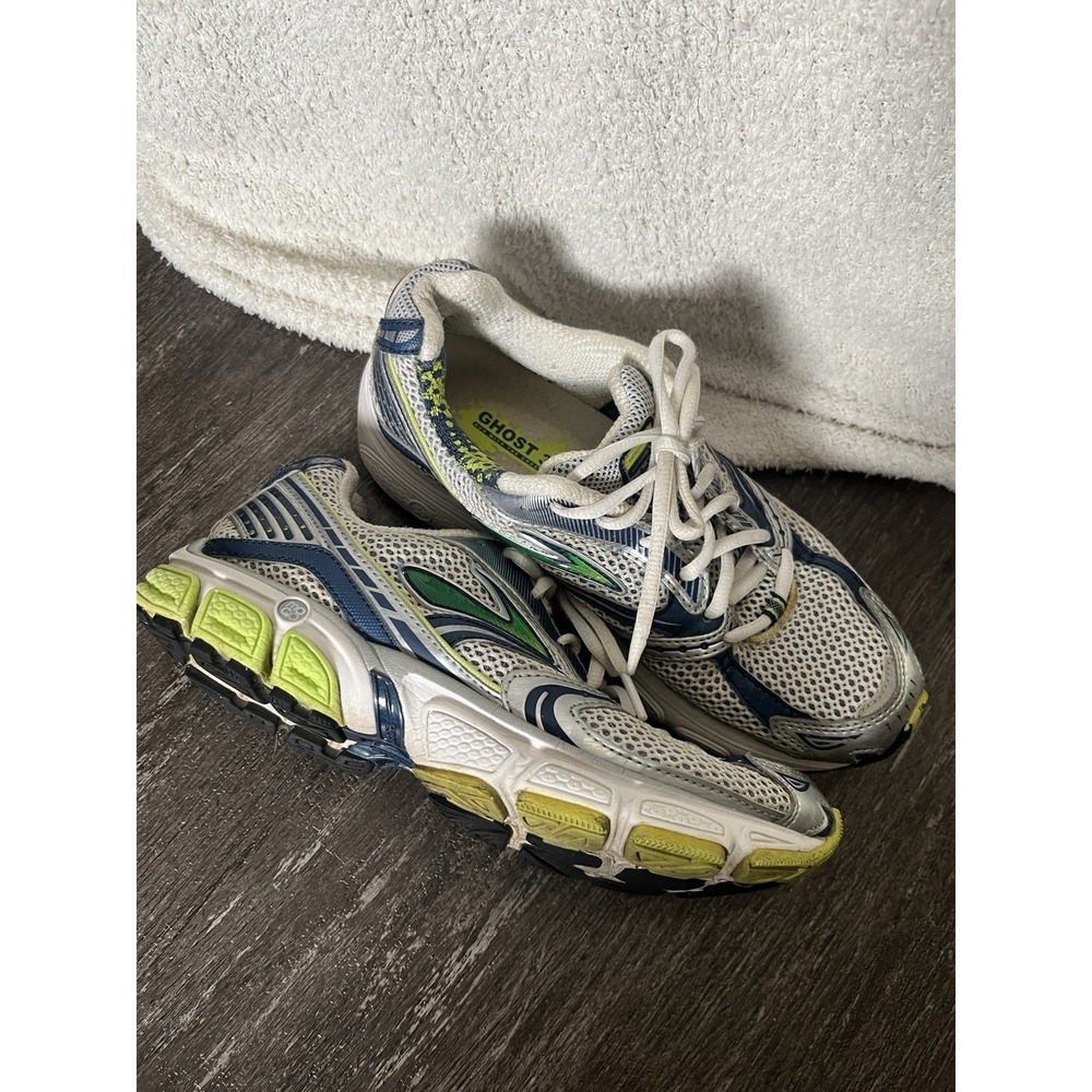 Brooks Womens Ghost 3 White Green‎ Blue Running Shoes Sneakers Size 8.5